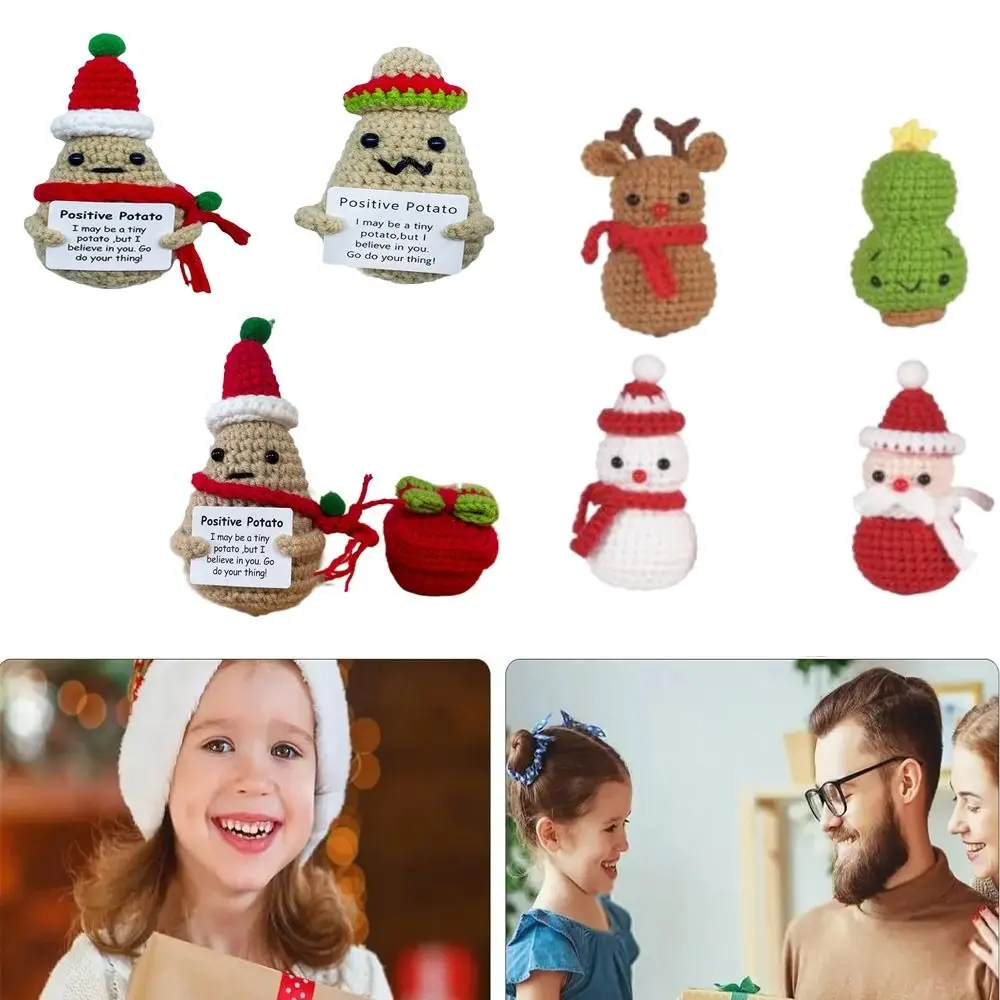 Knitted Positive Energy Potato Pendant Vegetable Fruit Doll Potato Hug Pocket Xmas Gift Hand-Stitche Plush Ornament