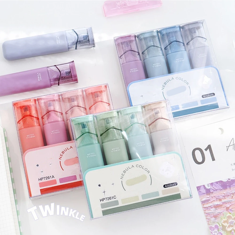 4pcs/set Of Fluorescent Pens Visually-Appealing And Large Capacity Markers For Marking And Marking In Handbooks