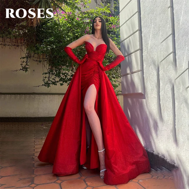 Red orders side split dress