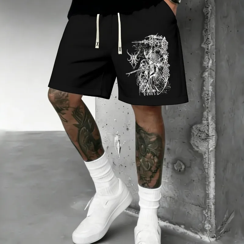 Summer Casual Outdoor Sports Shorts, Dark Fashion Trend Shorts, Retro Punk Men's Casual Shorts, Summer New Style