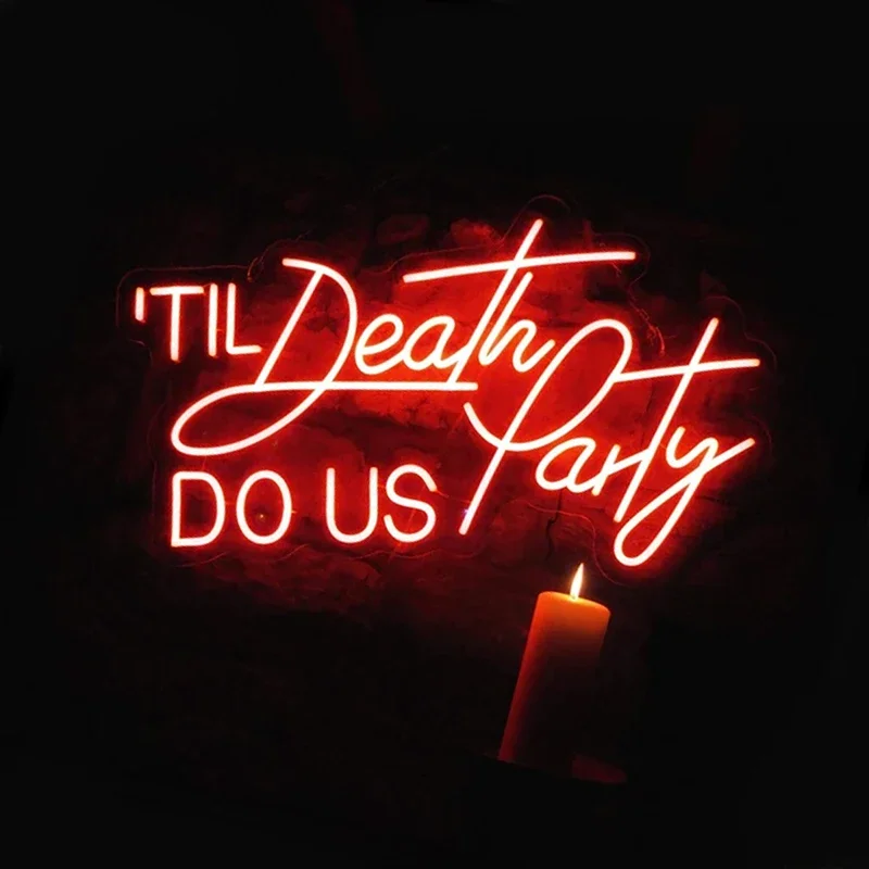 Tile Death Do Us Party Neon Sign Custom Home Bedroom Wall Decor Led Neon Light Wedding Party Event Signage Decoration Neon Signs