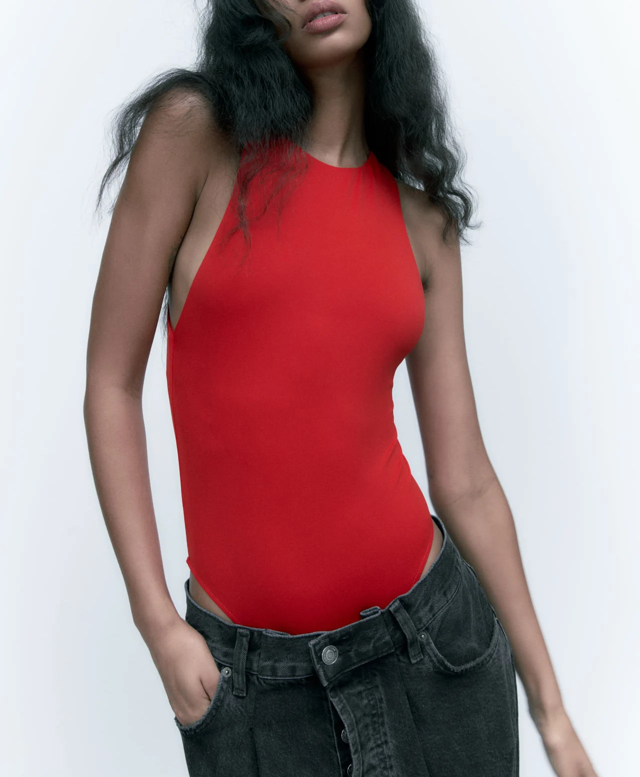 

Sexy Slim Fit Csole T-irt Underwear Base Layer One-Piece Hang Ne Collar ZA Spring Summer New Arrival Women's Faion
