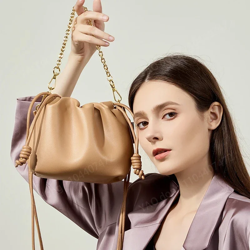 Bolso de lujo de diseñador para mujer, novedad de 2024, bolsos de hombro tipo bandolera de piel auténtica para mujer, piel de vaca de calidad alta