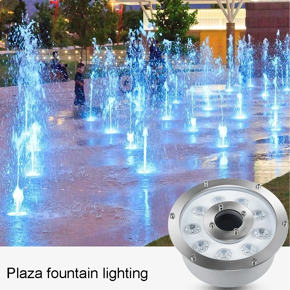 Luz de fuente LED RGB de 12W, lámpara impermeable IP68 de 12V, 6W, 9W, 15W, con resorte caliente, luz subacuática de 18W