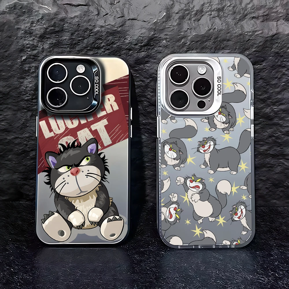 Cartoon Luxury Disneies Lucifer Cat Phone Case for OPPO Reno 6 6Pro 7 7Pro 7Z 8T 10Pro Plus 5G Matte Shockproof Back Cover Funda