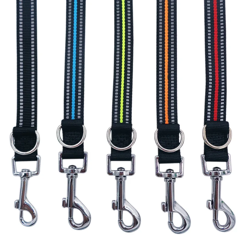 Dog Leash High quality Nylon Webbing Red Orange Green Blue Black Color reflective leash 4FT for small medium large dogs