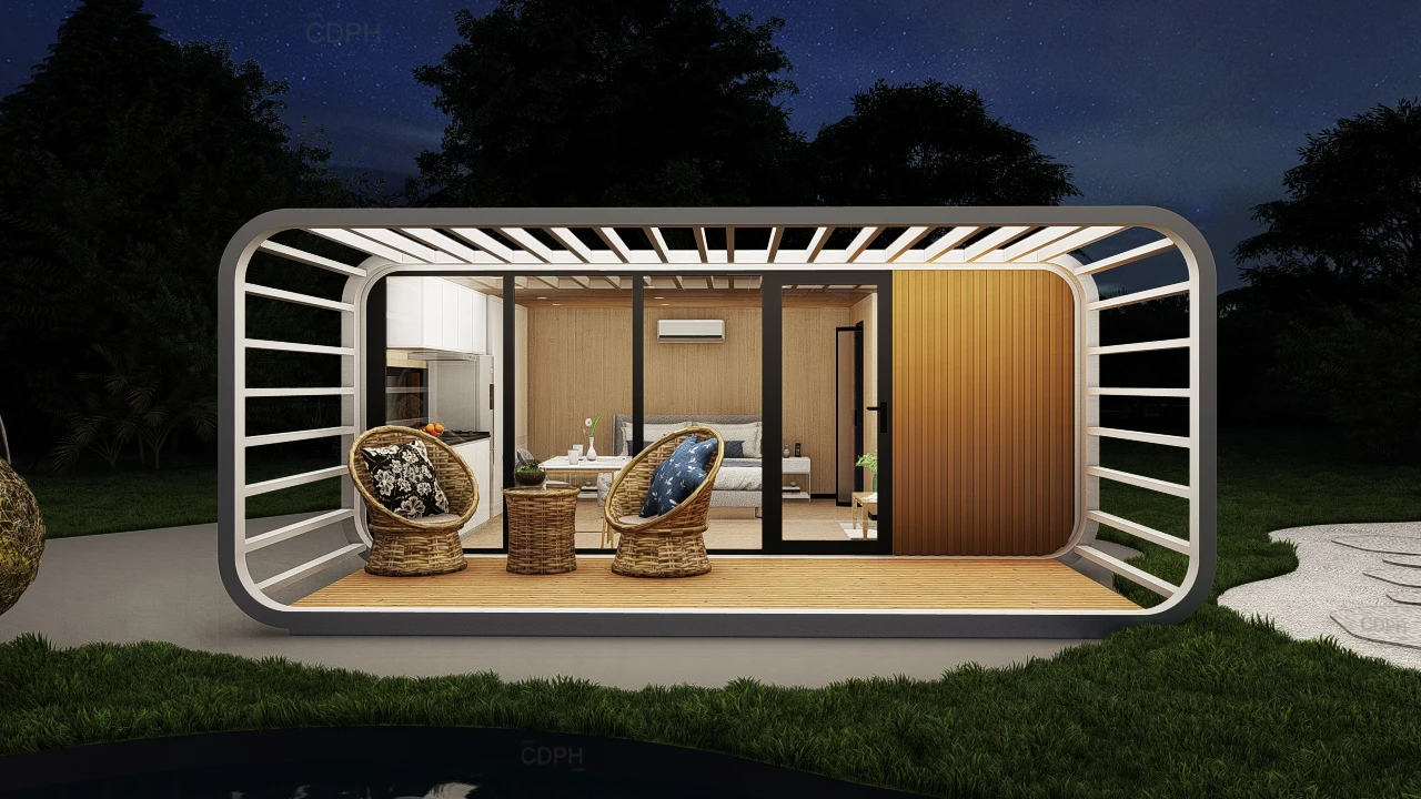 منزل حاوية فولاذي قابل للفصل مقاوم للماء: كابينة كبسولة مساحة متنقلة للمعيشة في الفيلا