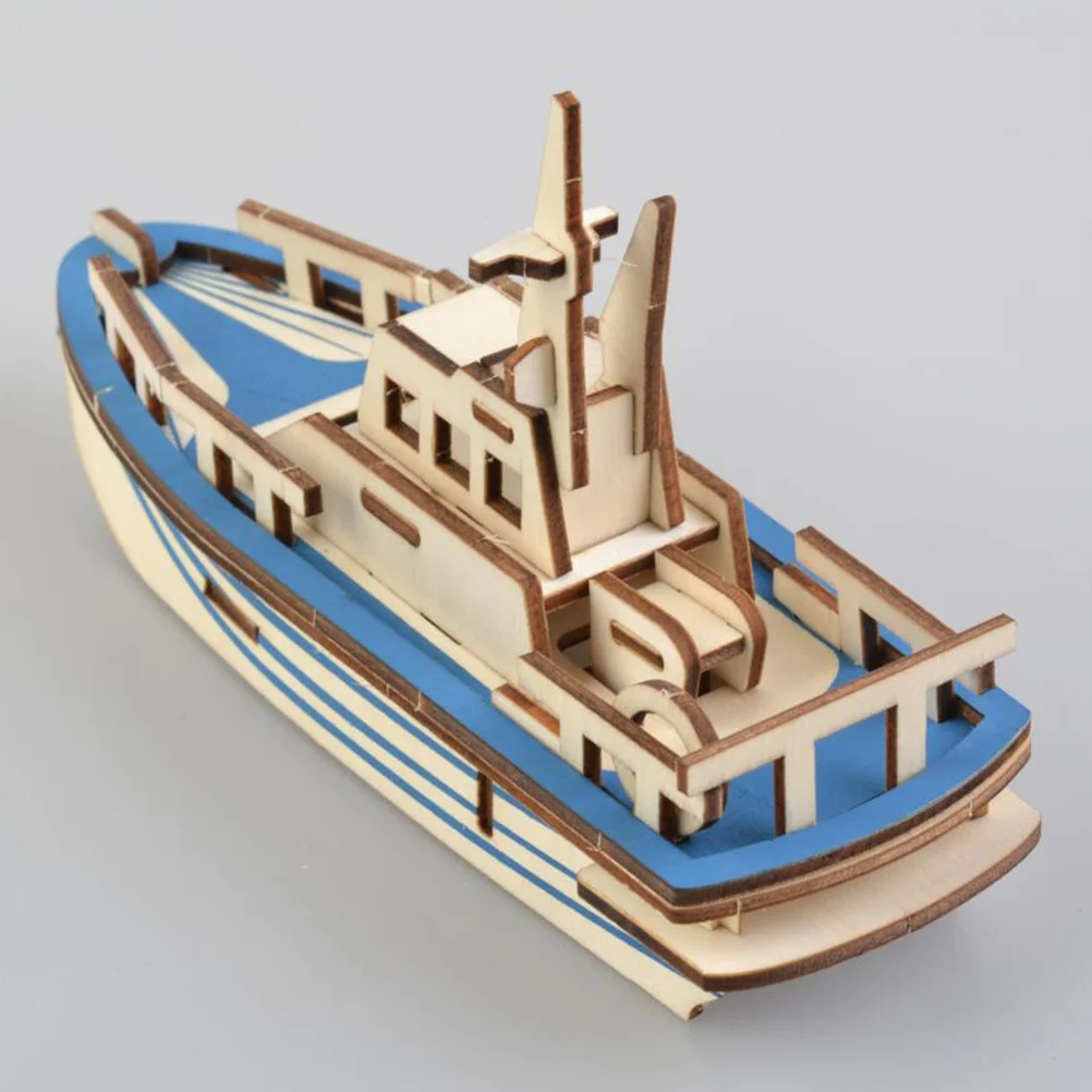 3D Wooden Puzzle Life Boat Kit Educational Diy For Kids Children Eco-Friendly Safe Material Hand-Eye Coordination