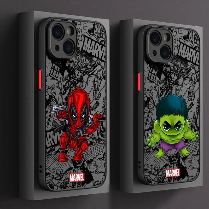 Anime Cartoon Marvel Deadpool The Hulk Phone Case All Inclusive 15 Promax Anti Fall Iphone 14 Protective Case For Apple Iphone