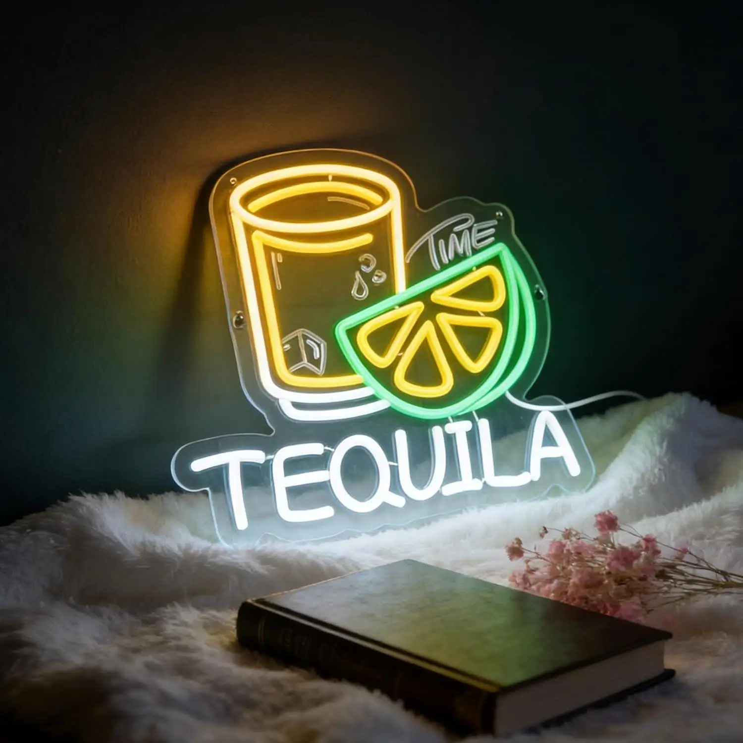 Tequila Time Neon Sign USB Dimmable LED Light for Bar Restaurant Pub Party Business Open Sign Wall Decor Business Bar Signs