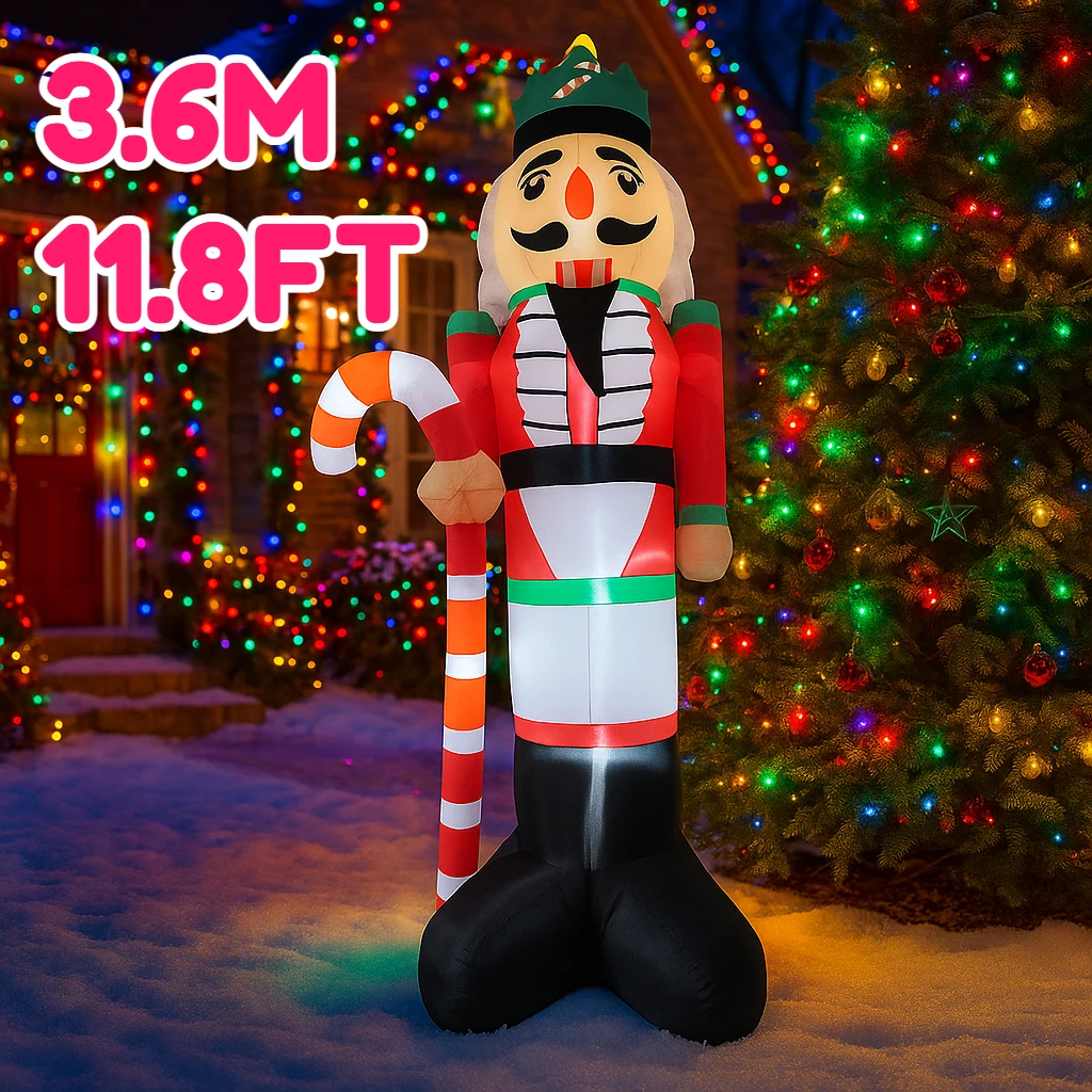 

3.6M/11.8FT Nutcracker Soldier Inflatable Model Christmas Decoration Xmas Light Outdoor Holiday Decor Home Yard Party Toy