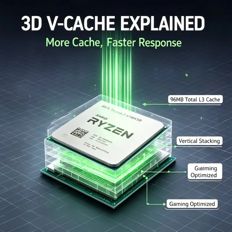 Ryzen 7 5700X3D AM4 Bulk CPU 3GHz Base Frequency Up To 4.1GHz 8 Core 16 Thread DDR4 Desktop Processor
