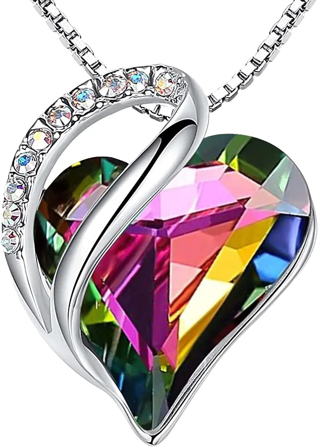 Collares de Regalo para Mujer, Colgante de Corazón con Cristal de Piedra de Nacimiento y Símbolo de Amor Infinito, Joyería para Cumpleaños y Aniversario para Esposa, Mamá y Ella, Talla S
