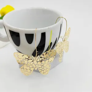 Europe and exaggerated America Butterfly Earring Accessories Bronze Material Irregular Pressure Oco Butterfly Earring 12 Main Sales Earring Pressure - №6