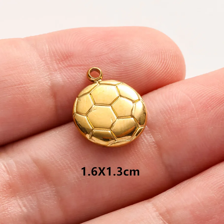 5 Stück/Set Sportanhänger aus Edelstahl: Golfschläger, Basketball, Fußball für Schmuckherstellung, Mode-Sport-DIY-Charms – Detail 2