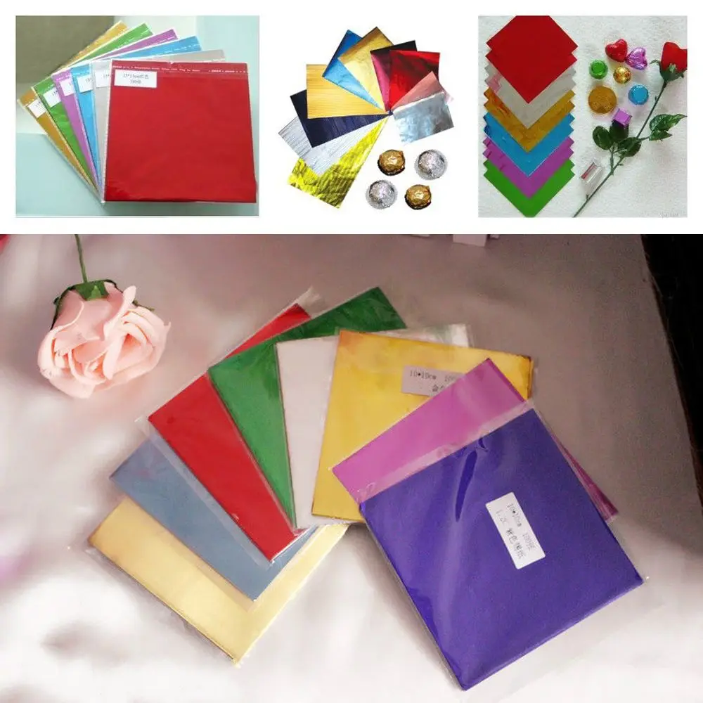 100 قطعة/الوحدة 3.15 "x 3.15" لتقوم بها بنفسك القصدير الغذاء الحلوى الخياطة حزمة ورقة الألومنيوم احباط الشوكولاته الخبز #4