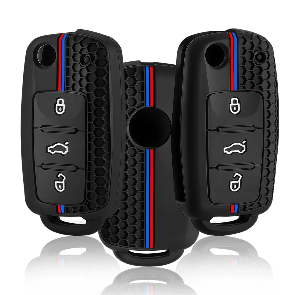 3 Button Car Remote Flip Key Fob Case Holder For Volkswagen Golf MK6 Polo Beetle Tiguan Touran Passat Caddy Jetta Eos Skoda Seat