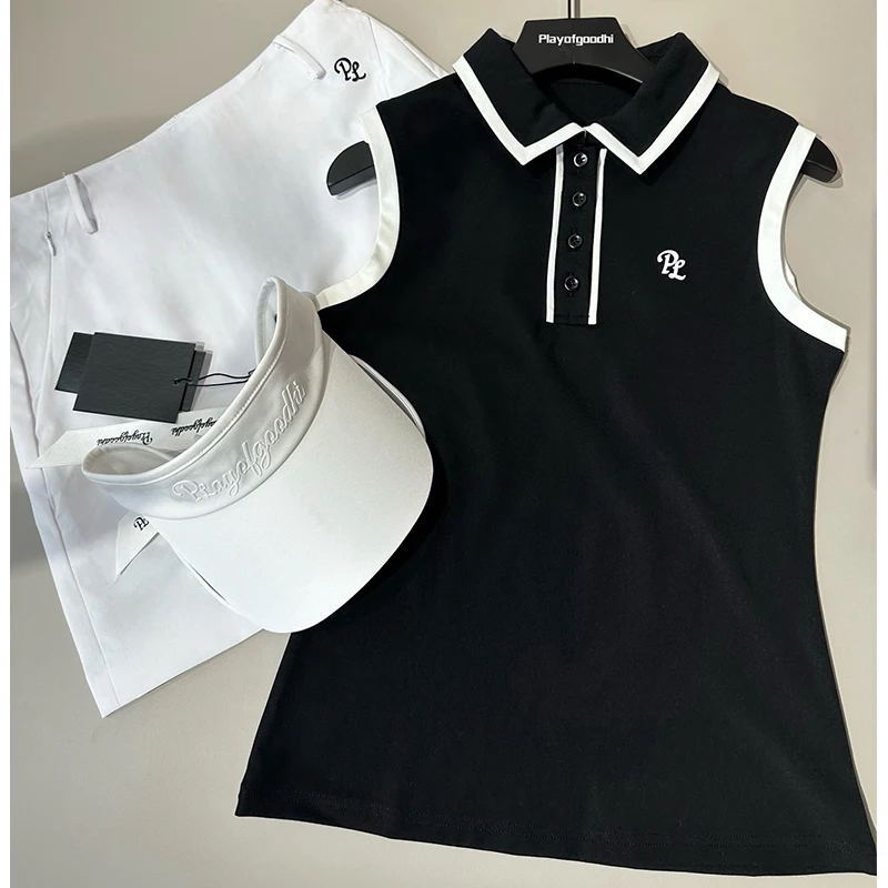 

PL Golf Wear Women Casual Slim Sports Pencil Skirt Summer Golf Tank Tops Ladies Korean Sleeveless Breathable T-shirt