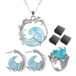 Sky Blue Decoration Ocean Vows Necklace Nature Exquisite Earrings Jewelry Set