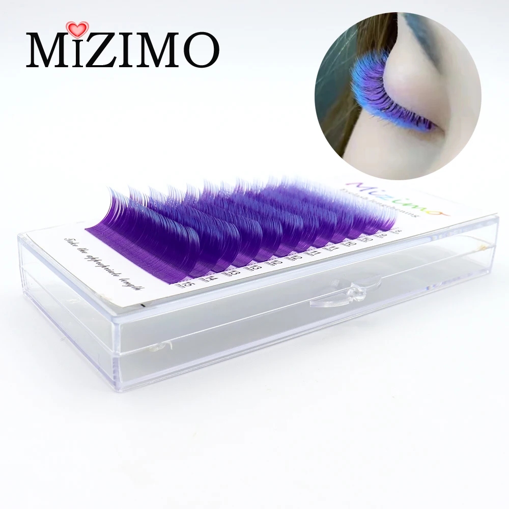 Color Eyelashes Two-color Gradient Blue Yellow Purple Black Pink 8-15 Mixed Length Soft Unique Single Grafted False Eyelashes