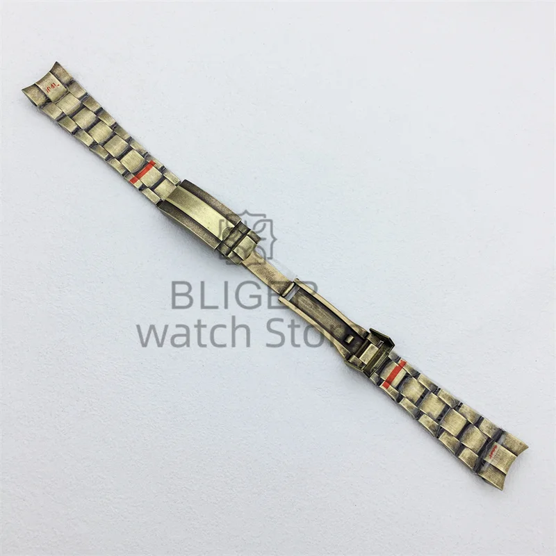 BLIGER 21 mm 904L-Armband, massiver Edelstahl, Bronze-Uhrenarmband, Faltschließe, Herrenarmband, passend für 43 mm Gehäuse