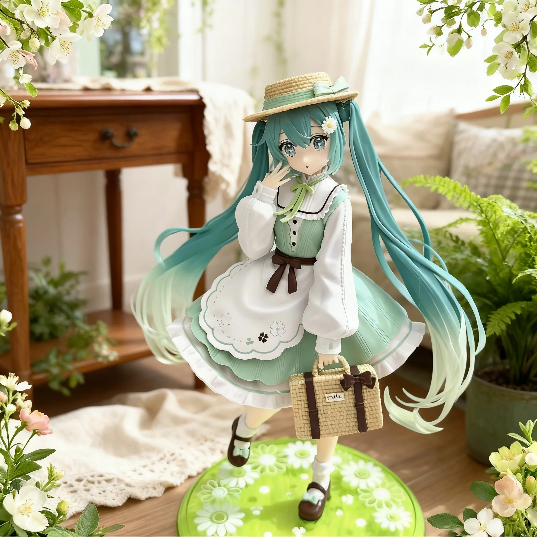 New Hatsune Miku Pastoral Hand made Scenery Model Home Decoration Animation anime Beautiful Girl Table Decoration Collection Gif