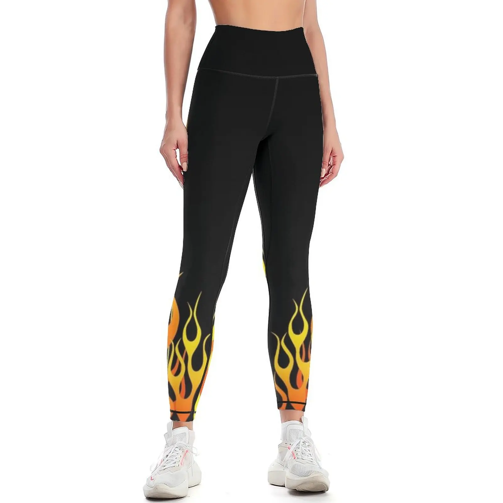 Hot Racing Flames Stripes Leggings for fitness sport pants Womens Leggings