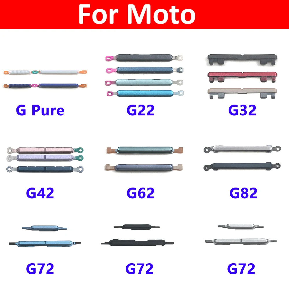 For Moto G82 G72 G62 G42 G32 G22 G Pure SIde Volume Button + Power ON / OFF Buttton Key Set Replacement Part