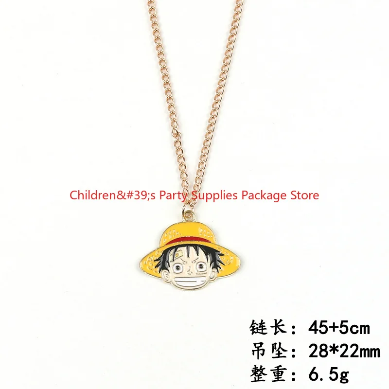 Bandai,8pcs,ONE PIECE Gold Necklace, Unisex, Compact and Lightweight Collarbone Chain, Cartoon Anime Alloy Accessory Gift