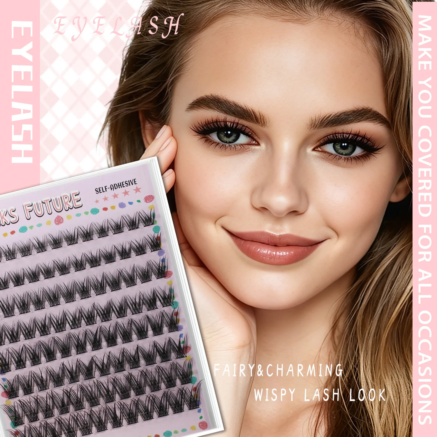Marks Future Self-Adhesive Eyelashes Are Thick and Curled for Big Eyes, Suitable for Makeup, Balls, Parties, and Are Beginner-Friendly, Enhancing Your Look.