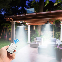 Solar Pendant Light Outdoor Waterproof LED Lamp Double-head Chandelier Decorations with Remote Control for Indoor Shed Barn Room