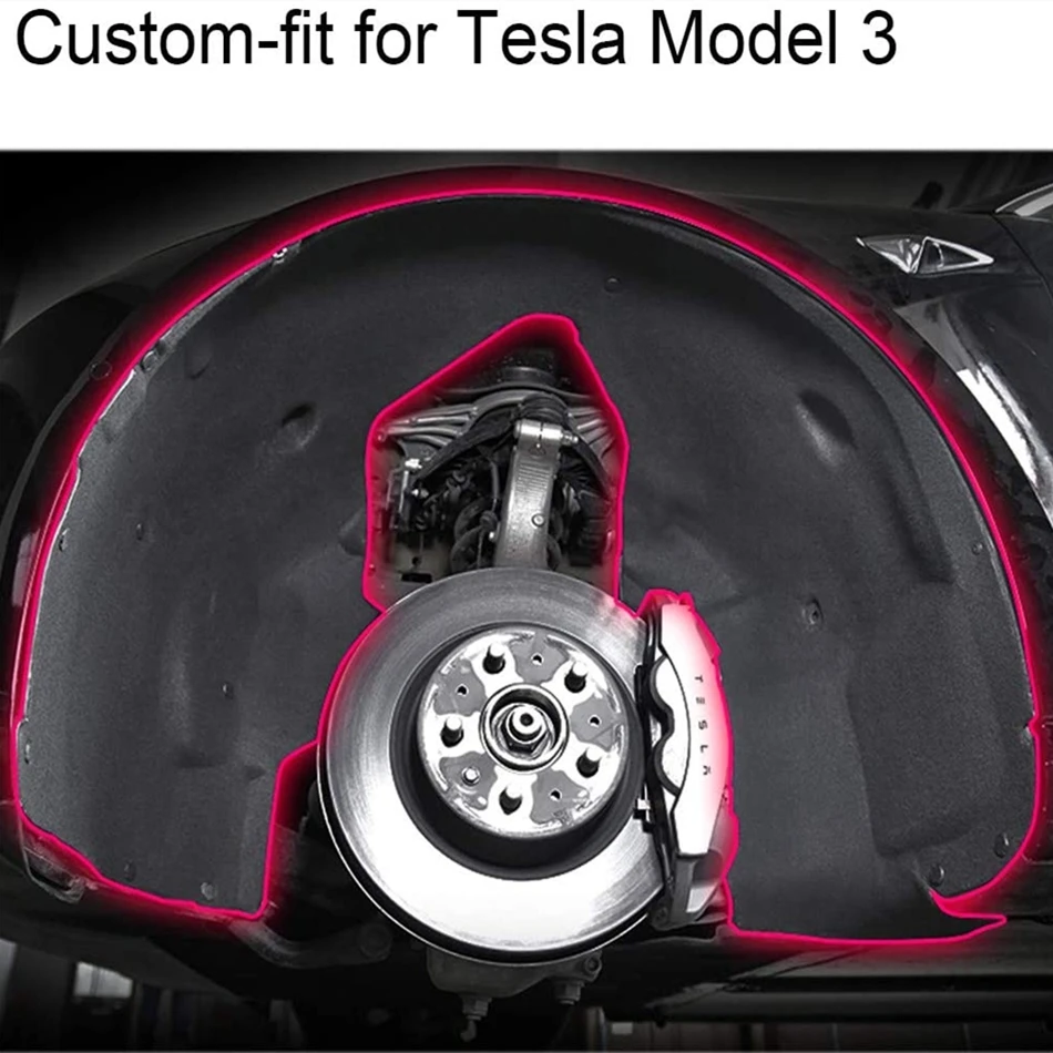 2Pcs Front Wheel Sound Deadening Mats For Tesla Model Y 3 Soundproof Protective Pad Audio Noise Insulation Dampening Accessories