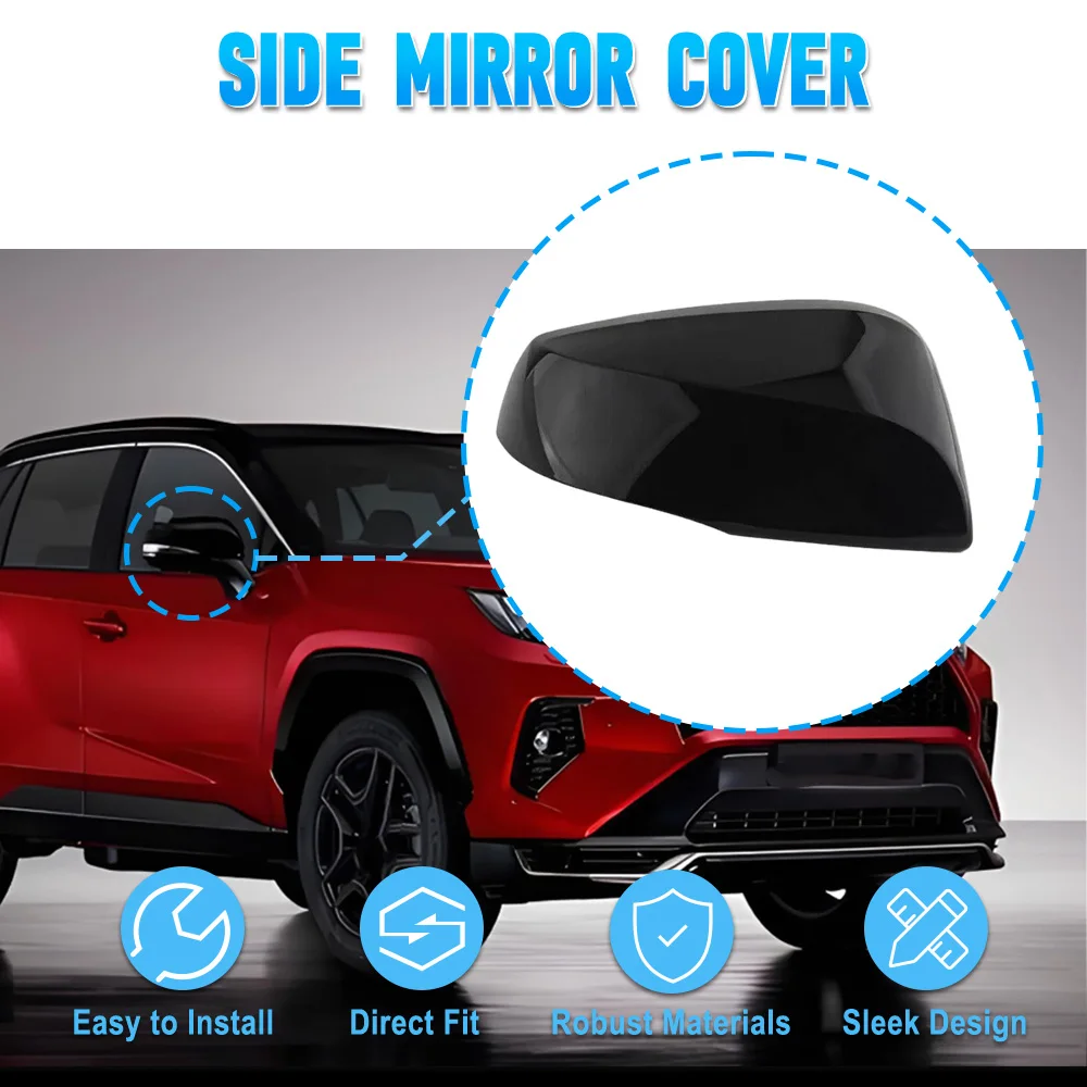 

Left/Right Side Mirror Cover for Toyota RAV4 2019-2024 Lamp Type ABS Glossy Black Rearview Mirror Cap Car Accessories 879450R140