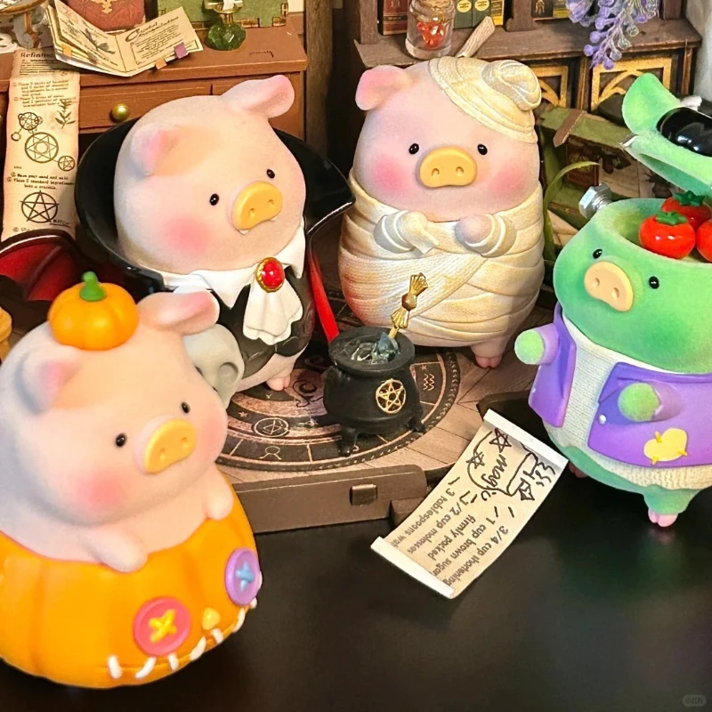 Lulu The Piggy Halluween Surpries CAN2 Series Piggy Action Figure Surprise Bag Cute Flocking Doll Anime Figure Decor Model Toys