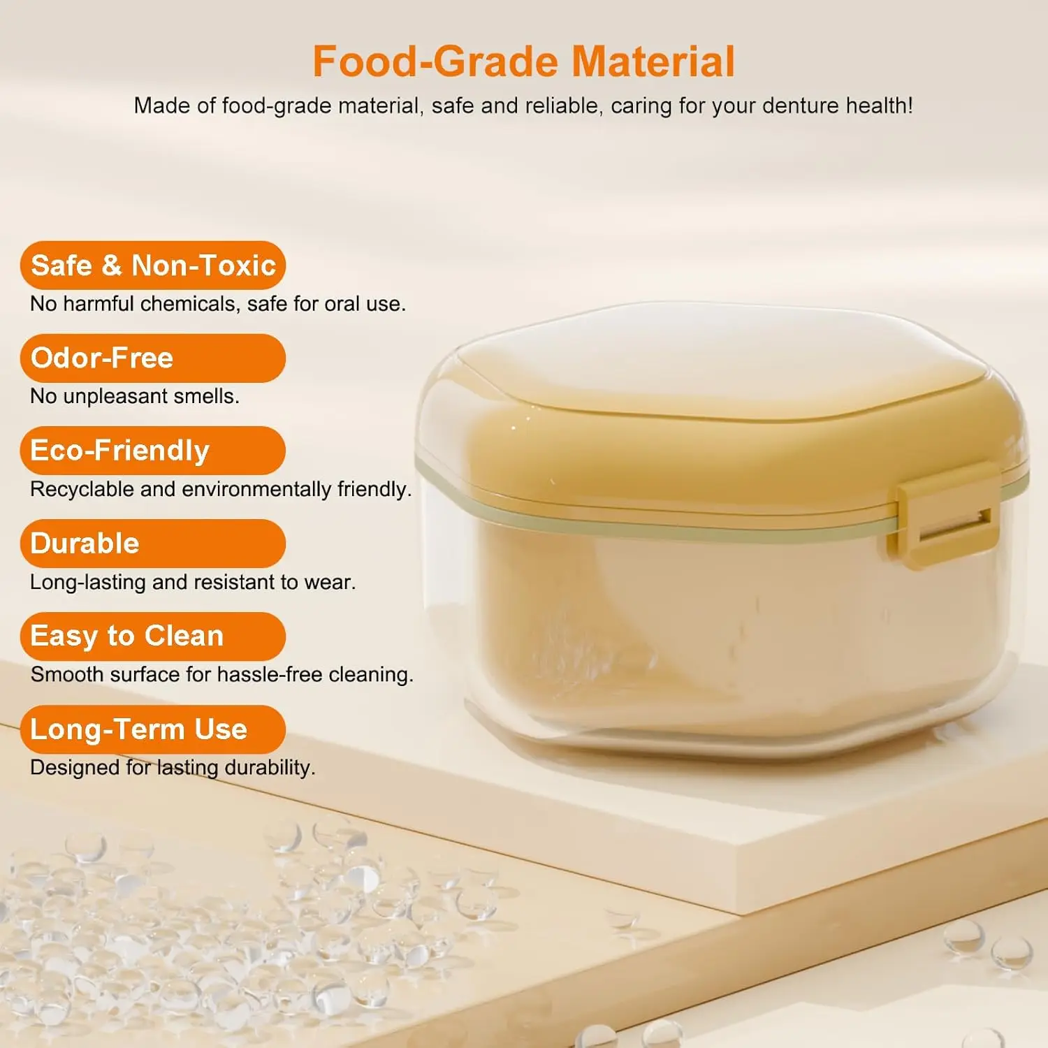 Denture Bath Box Cup, Food-Grade Denture Case with Removable Layers False Teeth Retainer Cleaning Box Complete Clean Care