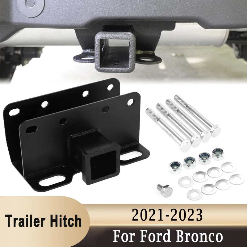 2 inch Alloy Steel Rear Bumper Bar Tow Trailer Hook Hitch Bracket Towing Bars Mounting for Ford Bronco 2021-2023 Exterior Parts