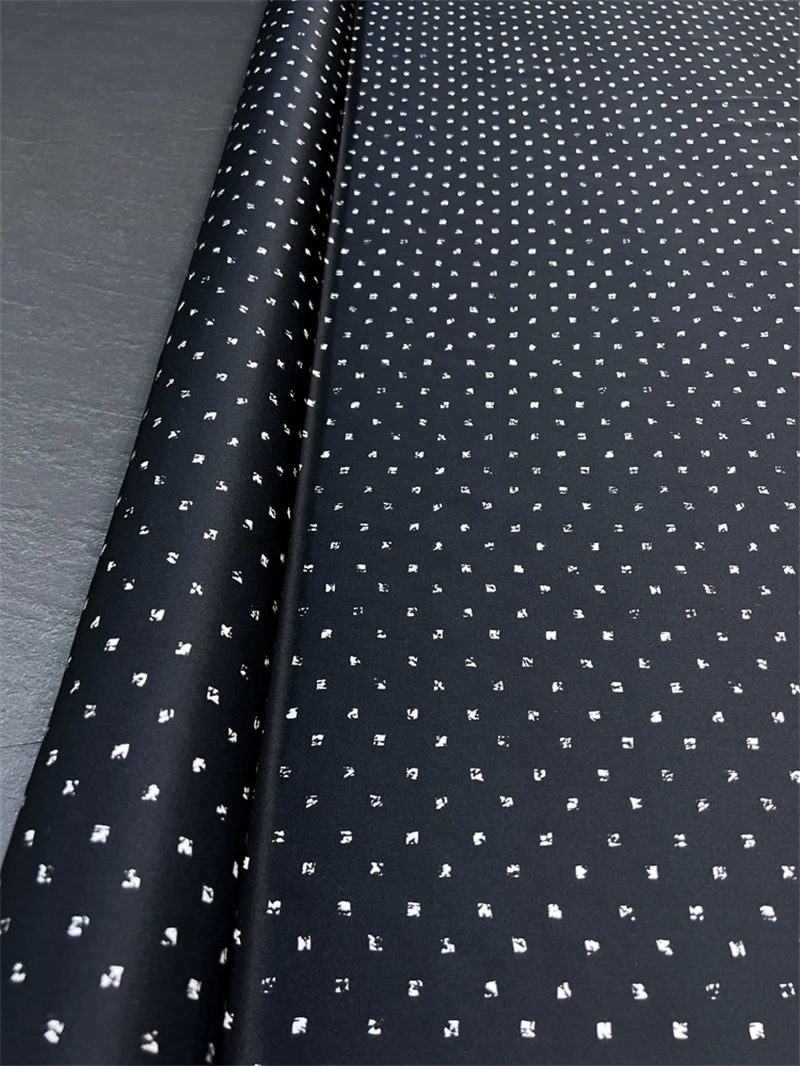 Breathable Summer High-end Black Printed Soft Twill Silk Fabric Handmade DIY Clothing Material Made of Natural Silk Satin Meter