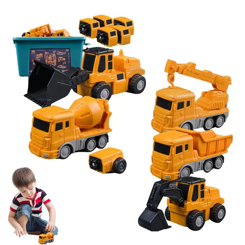 

Magnetic Deformation Robot Engineering Car Excavator Mixer Truck Children's Multi-functional Combination Transform Robot Toy