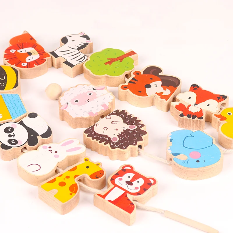 Animals Balance Beads Threading Game Wood Educational Learning Toys for Children Hand-eye Coordination Focus Attention Training
