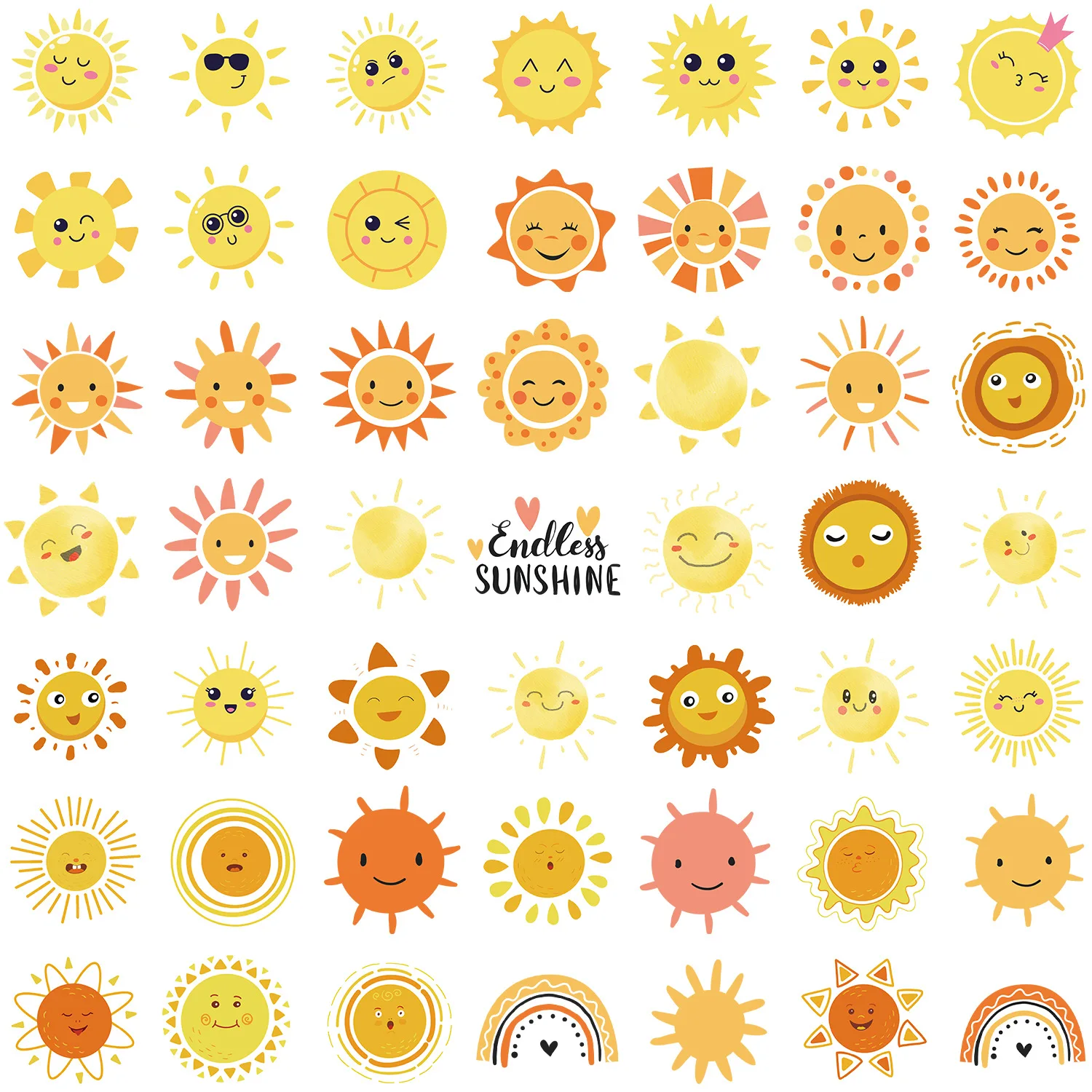 50pcs Cartoon Sun Guitar Computer Mobile Phone Decoration Children\'s Creative Waterproof Sticker