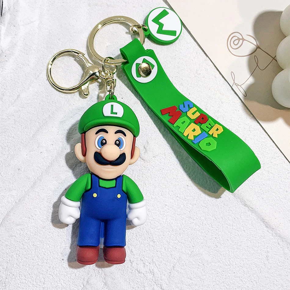 Anime 6 sztuk Super Mario Bros brelok figurka wisiorek uroczy postać z kreskówki zabawka lalka Model dekoracja prezent urodzinowy dla dziecka