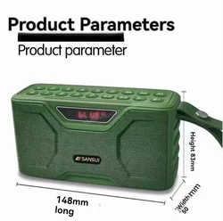 SANSUI F71 Wireless Bluetooth Speaker Portable Steel Cannon USB Driver FM Radio Long Standby Time