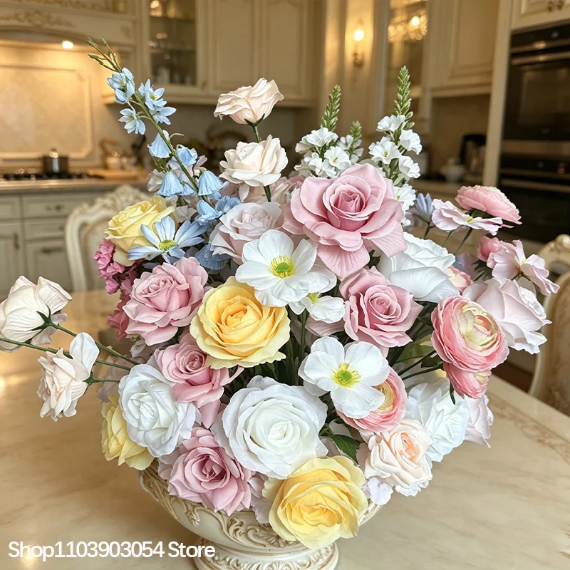 Weiß-Grüne Hortensie-Kalla-Lilien-Tischdekoration Künstliches Blumenarrangement Hochzeitstisch-Blumendeko Hotel-Empfangsblume – Detail 2