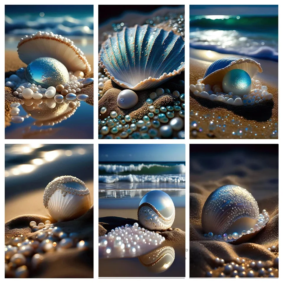 5D pittura diamante spiaggia perla Shell fai da te trapano completo mosaico arti strass ricamo animali immagine decorazione della parete