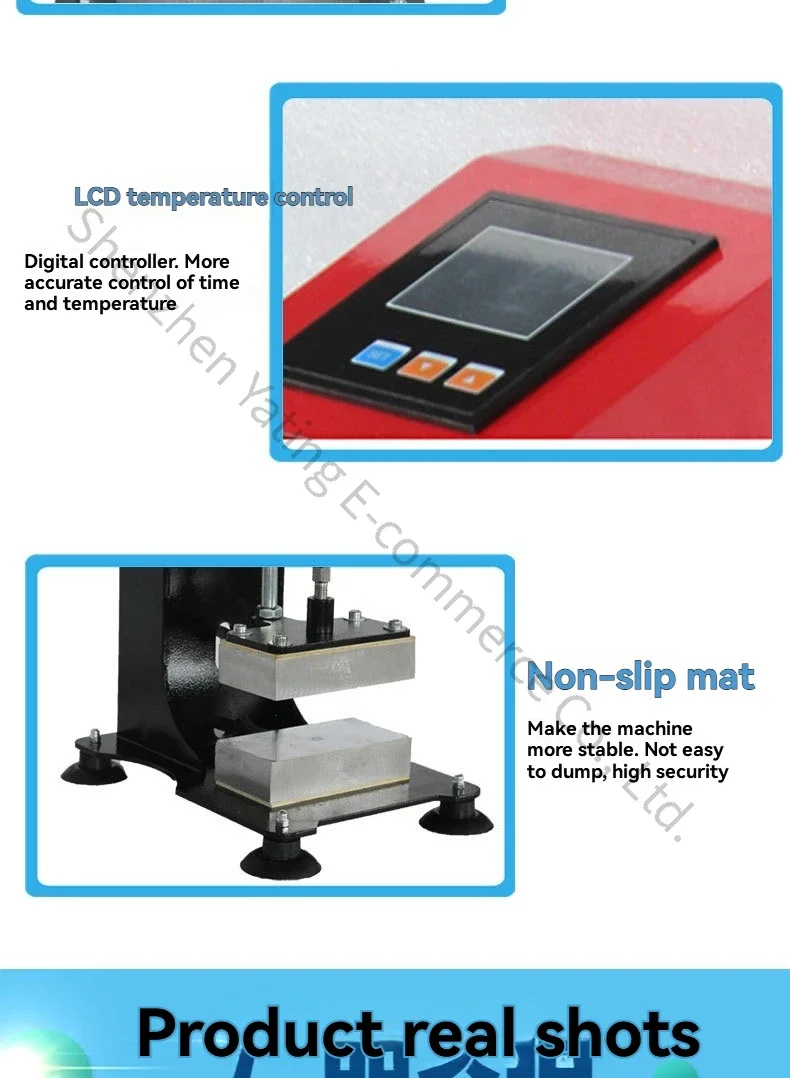 Manual Dual-Platen Heat Press (6x12cm) – Compact High-Temperature, High-Pressure Machine with Heated Top and Bottom Plates