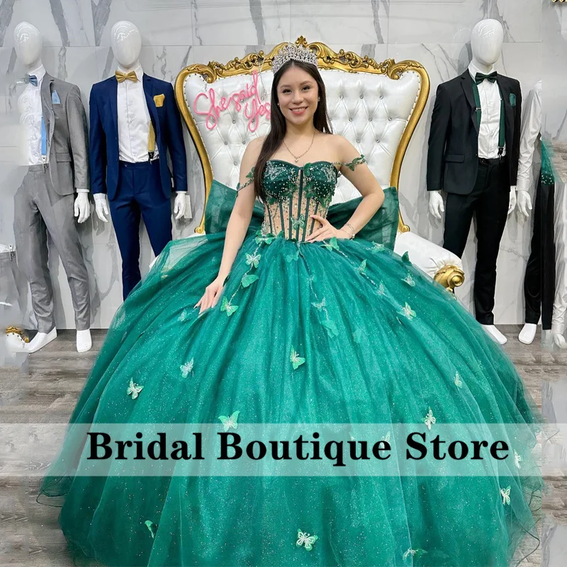 New Arrival Luxury Blue Princess Ball Gown Quinceañera Dresses 2024 Bow Butterfly Appliques Beads Birthday Party For 15th Girls