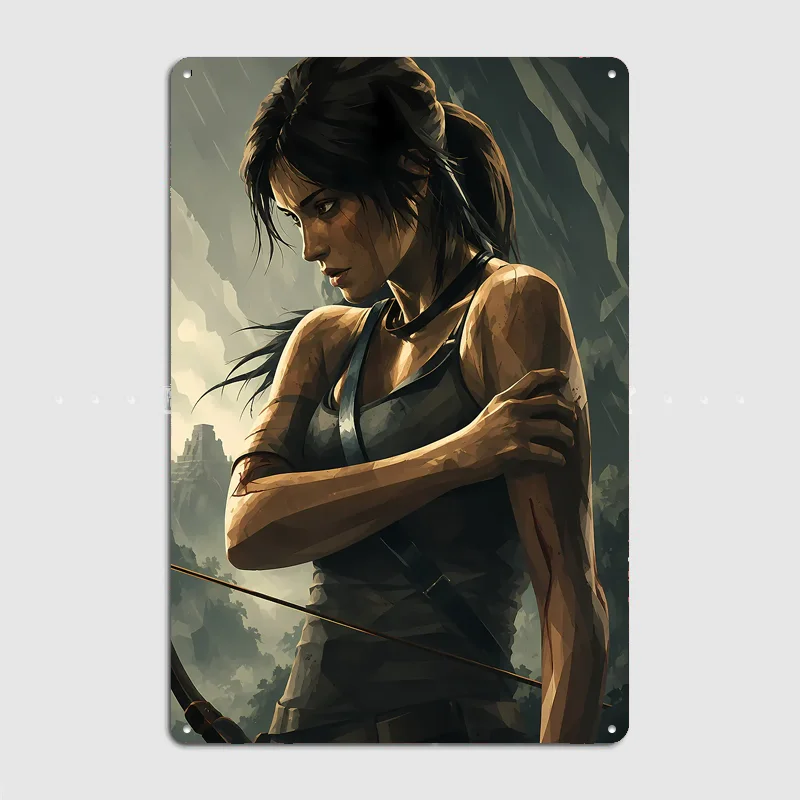 Lara Croft Survivor Portrait Poster Metal Sign Posters Bar Bedroom Custom Wall Decorations Room Decoration Interior Home Decor