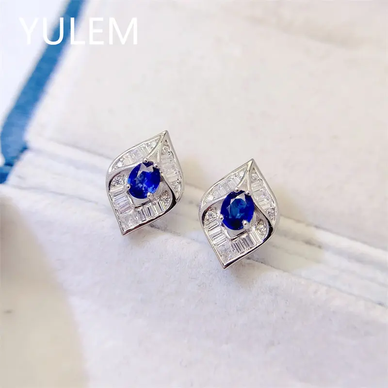 YULEM 2026 Pendientes de Plata 925 con Zafiro Natural, Diseño Clásico Popular para Mujer, Uso Diario