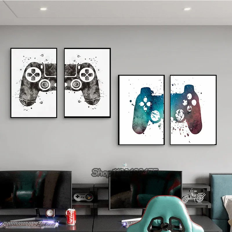 Canvas Paintings Game Gaming Room Gamepad Abstract Posters and Prints Wall Art Pictures Gamer Gift for Boys Children Room Decor