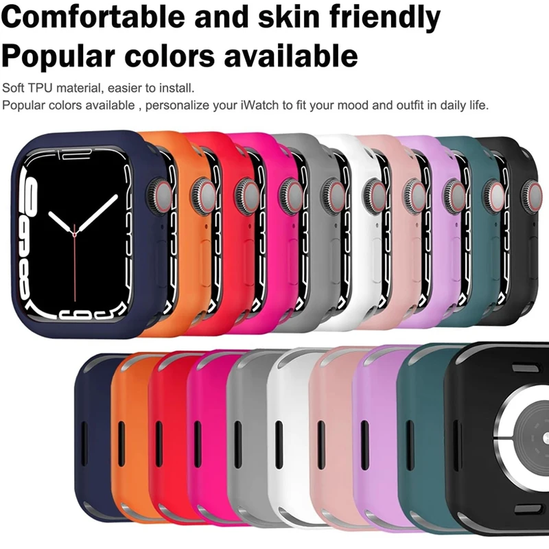 Funda de silicona suave para Apple Watch 44mm 46mm 45mm 40mm 41 49mm 38 42mm funda protectora iWatch Series Ultra 10 9 8 7 SE 6